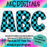 Blue checkered PNG and OTF