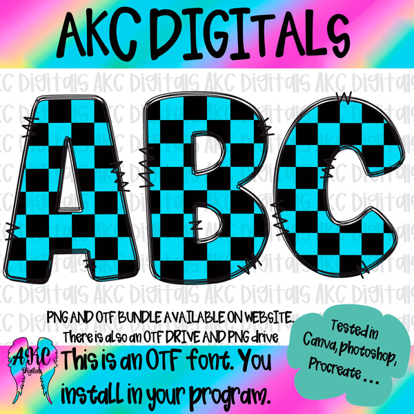 Blue checkered PNG and OTF