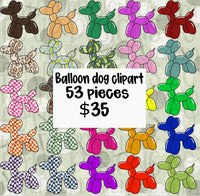 Balloon dogs clipart PNG bundle