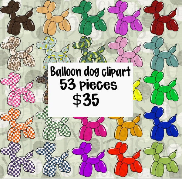 Balloon dogs clipart PNG bundle