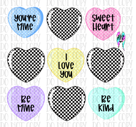 Checkered hearts PNG