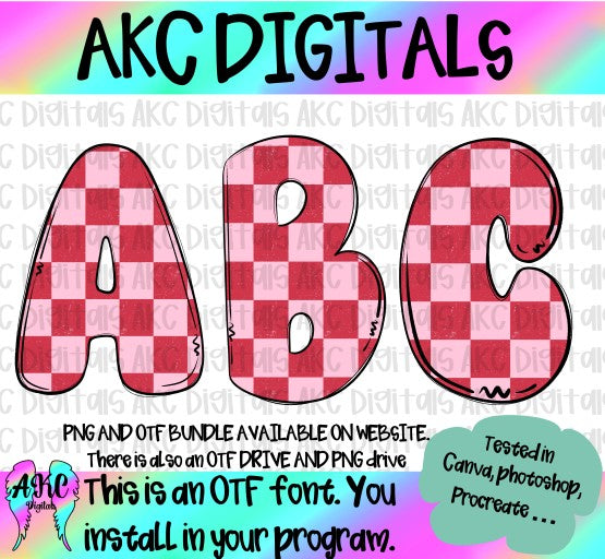 Dark pink checkered OTF and PNG