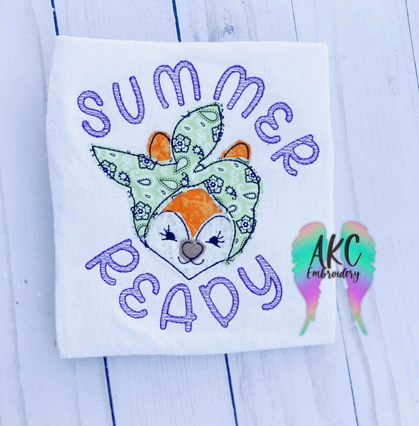 summer ready embroidery design, fox embroidery design, woodland embroidery design, summer embroidery design