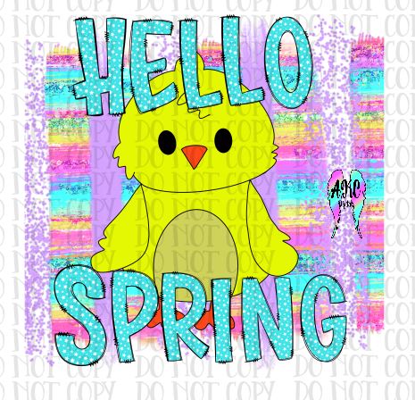 Hello spring chick PNG – AKC Embroidery and Digital Designs