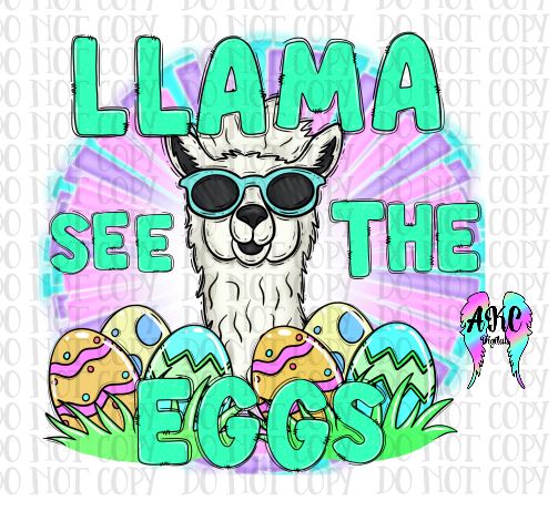 Llama see the eggs PNG