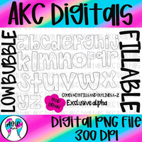 Hand drawn LOW BUBBLE fillable alpha set PNG