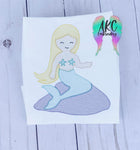 mermaid embroidery design, mermaid on rock embroidery design, ocean embroidery design