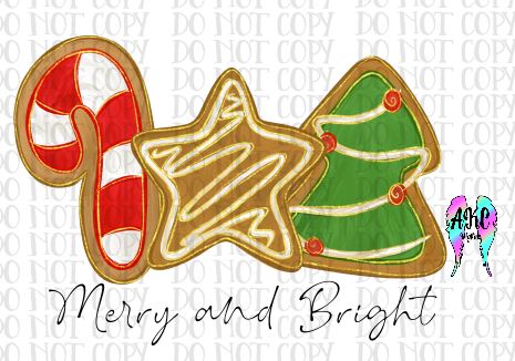 Merry and bright gingerbread cookies PNG