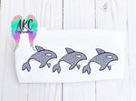 orca trio embroidery design, whale trio embroidery design, animal embroidery design, ocean animal embroidery design, trio embroidery design