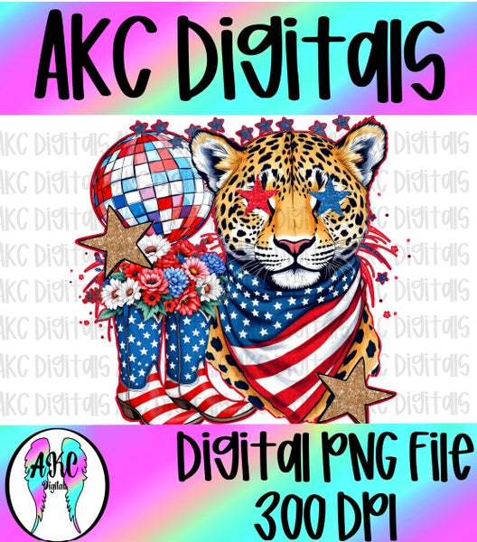 Patriotic leopard PNG