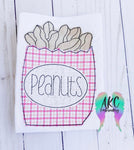 peanuts embroidery design, peanut bag embroidery design, peanut bag applique, baseball embroidery design, food embroidery design