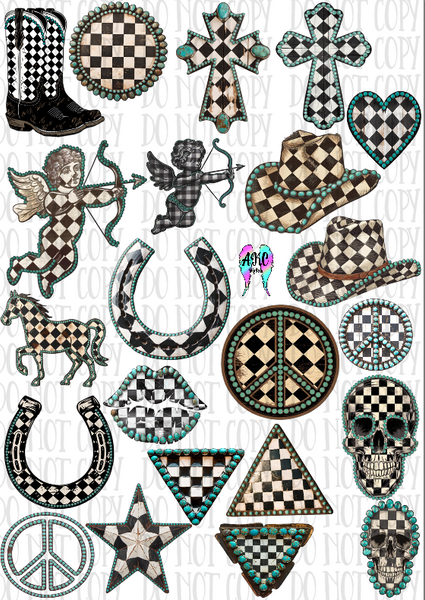 Checkered clipart bundle PNG