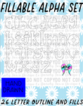 Hand drawn alpha set PUFFY PNG