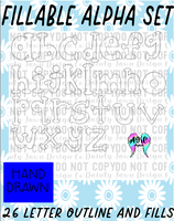 Hand drawn alpha set PUFFY PNG