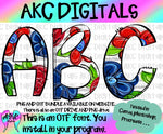 Red white and blue floral OTF and PNG