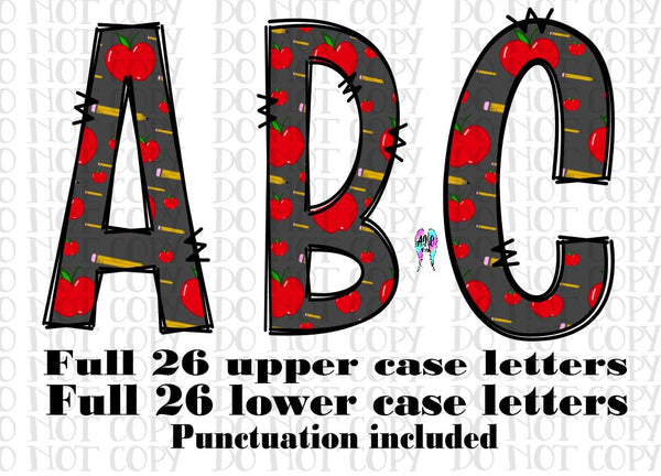 ALPHA school font PNG