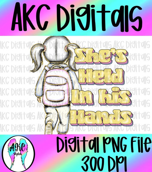 She's held in his hands PNG