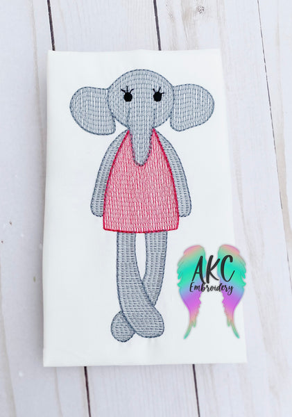 sketch elephant embroidery design, elephant embroidery, elephant in dress embroidery