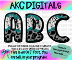 Teal cow print OTF and PNG