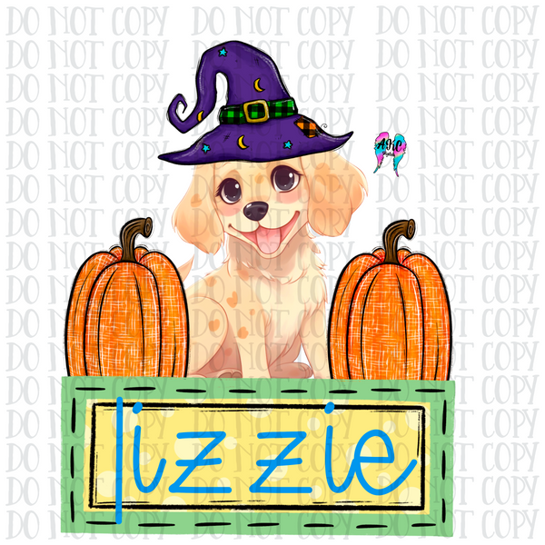 Witch dog monogram PNG