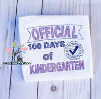 100 days of school, 100 days of kindergarten, school embroidery design, sketch embroidery design