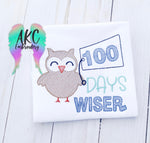 100 days of school embroidery design, school embroidery design, sketch embroidery design, owl embroidery design, 100 days wiser embroidery design
