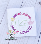monogram embroidery design, 100 days of school embroidery design, princess embroidery design, princess crown embroidery design, princess wand embroidery design, 100 days of school embroidery design