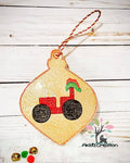 ith tractor embroidery design, in the hoop ornament embroidery design, in the hoop christmas tractor ornament embroidery design, in the hoop design, machine embroidery in the hoop embroidery design, santa hat embroidery design, tractor embroidery design, sketch tractor embroidery design, in the hoop Christmas design