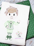 irish boy, sketch design, st particks day design, akidzcreation, embroidery