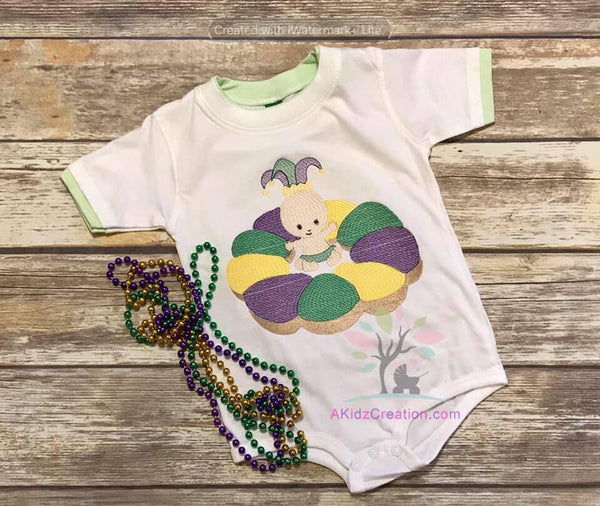 mardi gras king baby, king baby, mardi gras cake, jester hat, akidzcreation, 