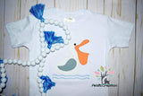 pelican embroidery design, bird embroidery design, nautical embroidery design, sea life embroidery design, ocean embroidery design