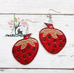 ith strawberry earrings embroidery design, strawberry embroidery design, fruit embroidery design, food embroidery design, earrings embroidery design food embroidery design