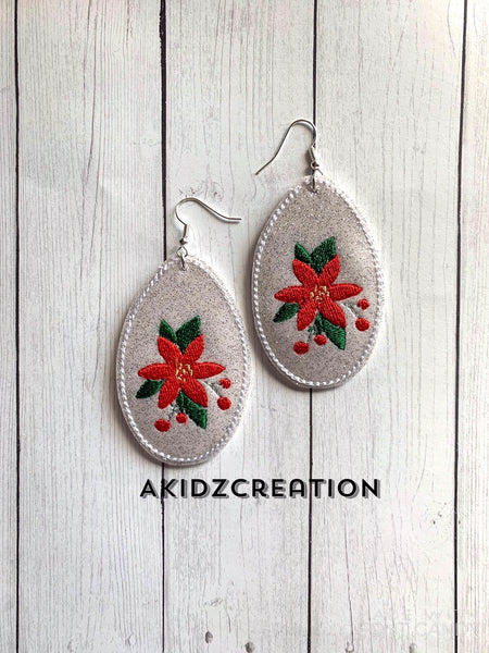 ith christmas holly earrings, holly earrings embroidery design, holly design, earring embroidery design