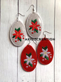 ith christmas holly earrings, holly earrings embroidery design, holly design, earring embroidery design