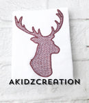 sketch buck head embroidery design, buck embroidery design, deer embroidery design, antlers embroidery design, sketch antlers embroidery design, sketch buck embroidery design