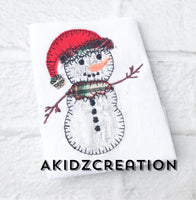 snowman embroidery design, christmas embroidery design, winter embroidery design, santa hat embroidery design