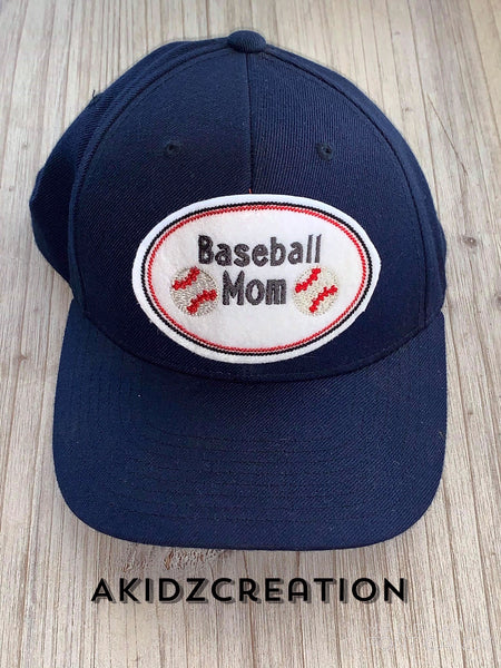 baseball mom hat patch embroidery design, hat patch embroidery design, baseball embroidery design, baseball hat patch embroidery design, in the hoop embroidery design