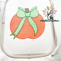 pumpkin embroidery design, pumpkin with a bow embroidery design, sketch pumpkin embroidery design, thanksgiving embroidery design, halloween embroidery design, 