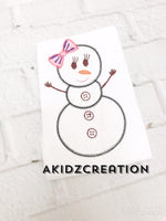 girl snowman embroidery design, snowman applique, snowman embroidery design, winter embroidery design, snowman with bow embroidery design