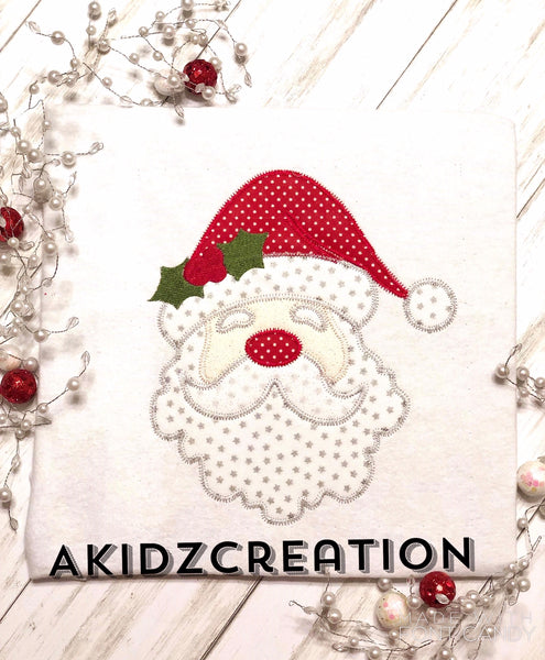 zig zag santa embroidery design, santa embroidery, santa applique, christmas embroidery, christmas applique, applique, akidzcreation, holly embroidery design, santa hat embroidery