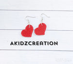 in the hoop heart earrings, valentines earrings embroidery design, in the hoop embroidery, heart embroidery, heart applique, akidzcreation