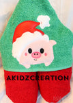 christmas embroidery design, christmas pig peeker embroidery design, pig embroidery, pig in santa hat embroidery, peeker embroidery, machine embroidery peeker design