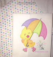 Blanket stitch umbrella duck applique 2018