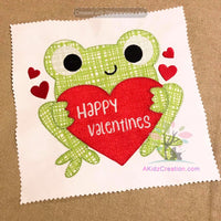 valentines day frog embroidery design, frog embroidery design, frog applique, spring applique, animal applique, valentine embroidery design, heart applique, love frog applique