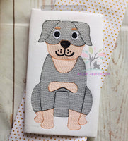 sketch embroidery, rottweiler sketch embroidery, dog embroidery