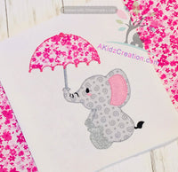 elephant and umbrella applique, applique, embroidery design, elephant embroidery, elephant applique