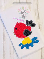 bird embroidery, water puddle embroidery, applique design, bird applique, bird embroidery, water embroidery, spring embroidery, spring applique design