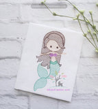 mermaid embroidery, sketch mermaid, sketch little mermaid, 