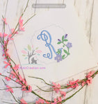 monogram embroidery design, purple flower embroidery design, flower embroidery design, fill embroidery design, spring embroidery