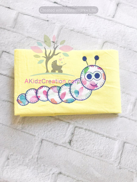 worm applique, blanket stitch applique, applique design, insect embroidery, bug embroidery, spring embroidery